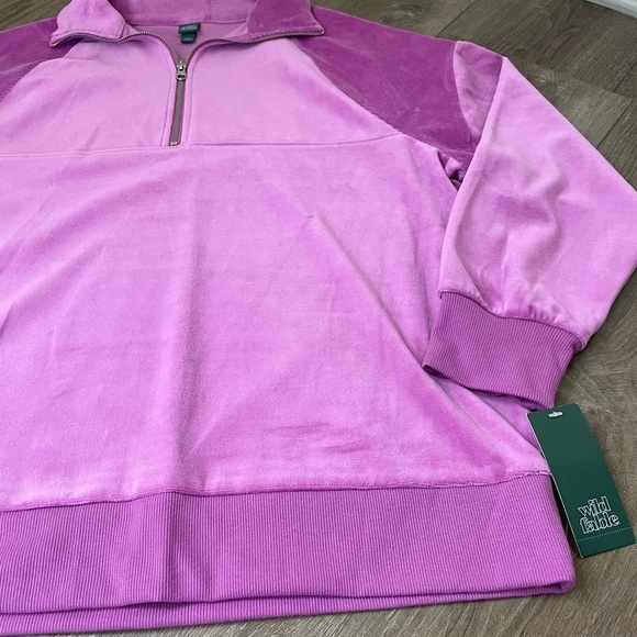 Wild Fable NEW Purple Velour Quarter Zip Pullover Top ~ NWT Size Large - Picture 5 of 16